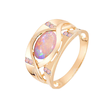 Кольцо из&nbsp;золота с&nbsp;опалом и&nbsp;фианитом