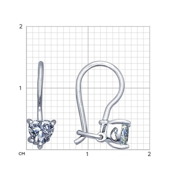 Серьги из серебра с фианитом