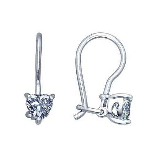 Серьги из серебра с фианитом