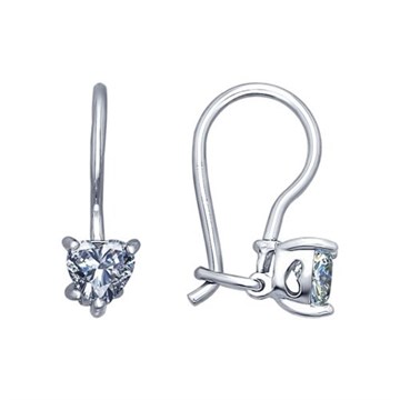 Серьги из серебра с фианитом