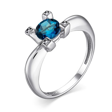 Кольцо из серебра с лондон топазом и фианитом