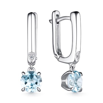Серьги из серебра с Бриллиантом и топазом