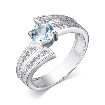 Кольцо из серебра с топазом и фианитом