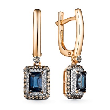 Серьги из золота с сапфиром и Бриллиантом