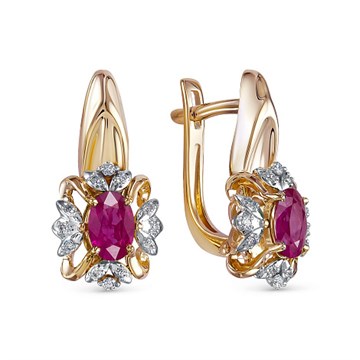 Серьги из золота с рубином и Бриллиантом