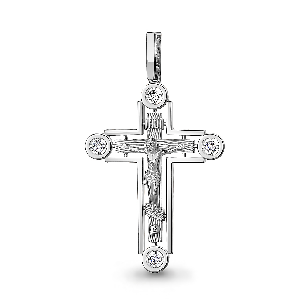Крест из серебра с фианитом