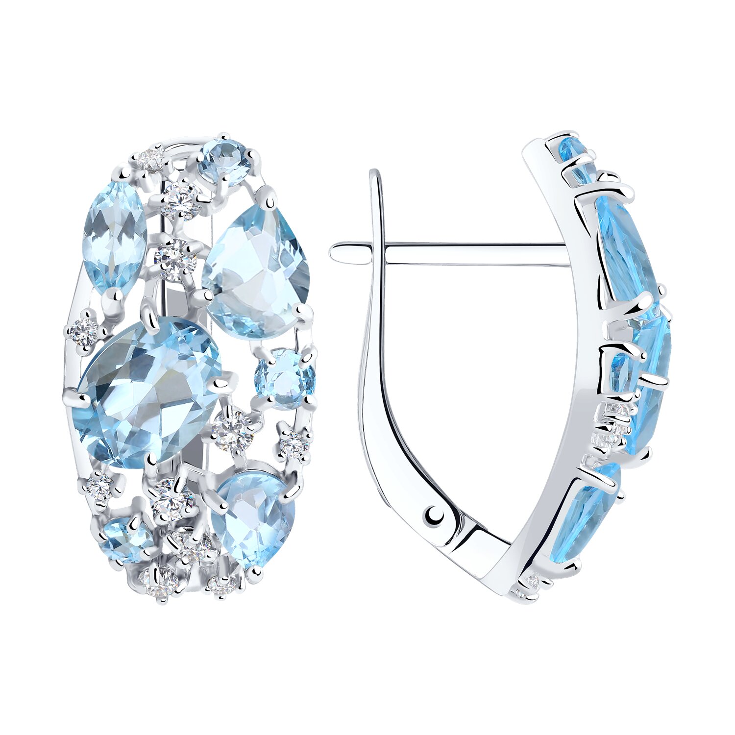 Серьги из&nbsp;серебра с&nbsp;топазом и&nbsp;фианитом