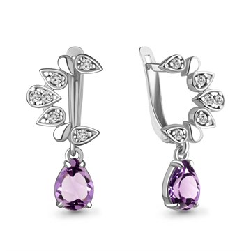Серьги из серебра с Аметистом и фианитом