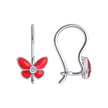 Серьги из&nbsp;серебра с&nbsp;фианитом и&nbsp;эмалью