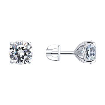 Серьги из серебра с фианитом