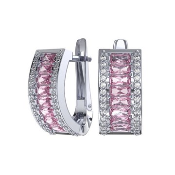 Серьги из серебра с фианитом