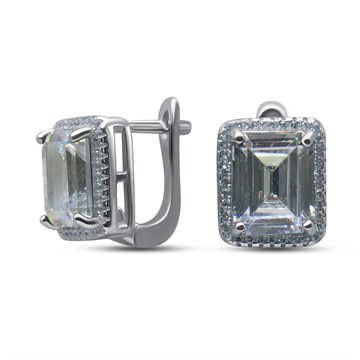 Серьги из серебра с фианитом
