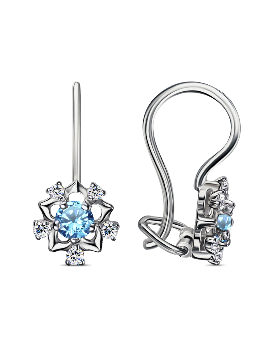 Серьги из серебра с фианитом