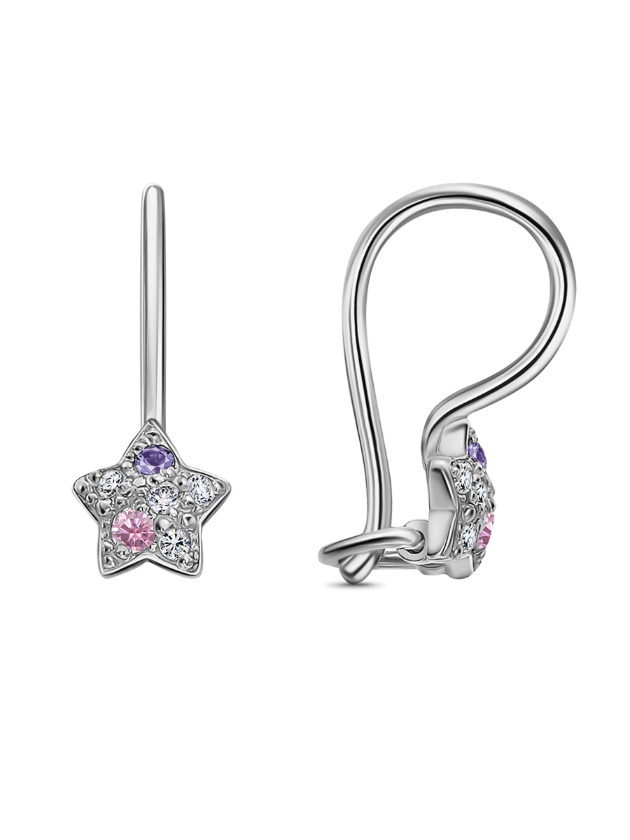 Серьги из серебра с фианитом