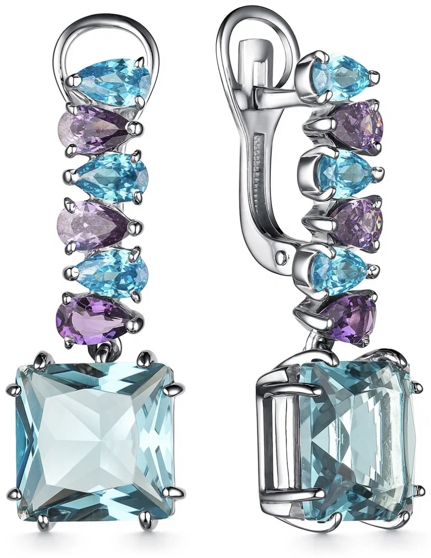 Серьги из серебра с фианитом