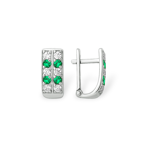 Серьги из серебра с фианитом