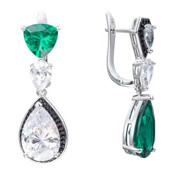 Серьги из серебра с фианитом