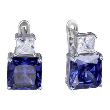 Серьги из серебра с фианитом