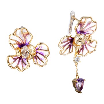 Серьги из серебра с Аметистом и цирконом