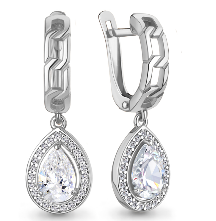 Серьги из серебра с фианитом