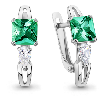 Серьги из серебра с Нанокристаллом цветным и фианитом