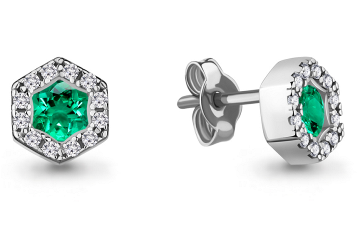 Серьги из серебра с Нанокристаллом цветным и фианитом