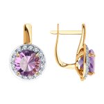 Серьги из золота с Аметистом и фианитом