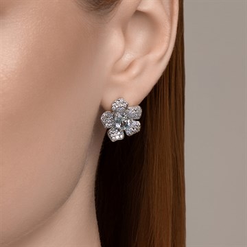 Серьги из серебра с топазом и фианитом