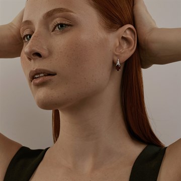 Серьги из серебра с Гранатом и фианитом