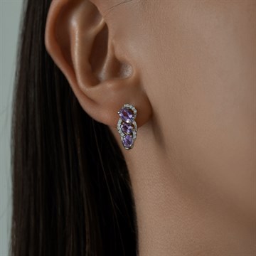 Серьги из серебра с Аметистом и фианитом