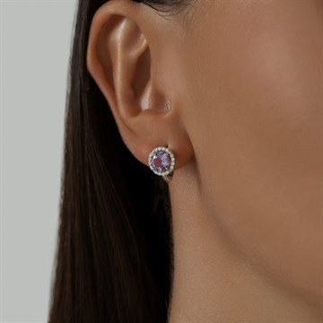 Серьги из серебра с Аметистом и фианитом