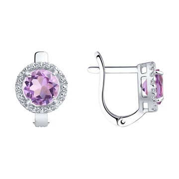 Серьги из серебра с Аметистом и фианитом