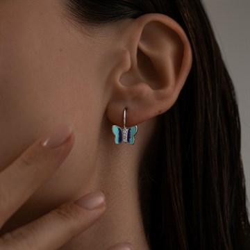 Серьги из серебра с эмалью и фианитом