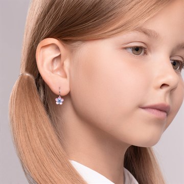 Серьги из серебра с эмалью и фианитом
