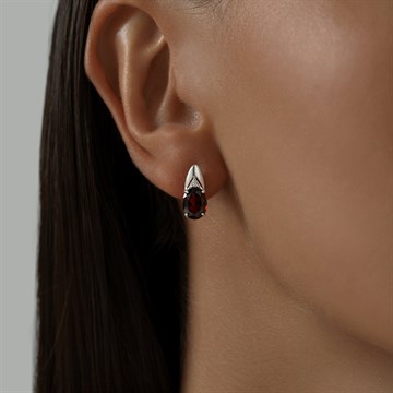 Серьги из серебра с Гранатом и фианитом