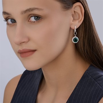 Серьги из серебра с кварцем и фианитом