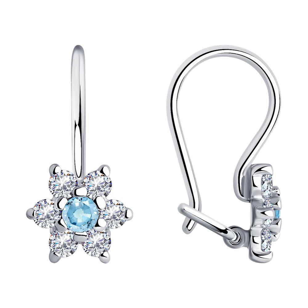 Серьги из серебра с фианитом