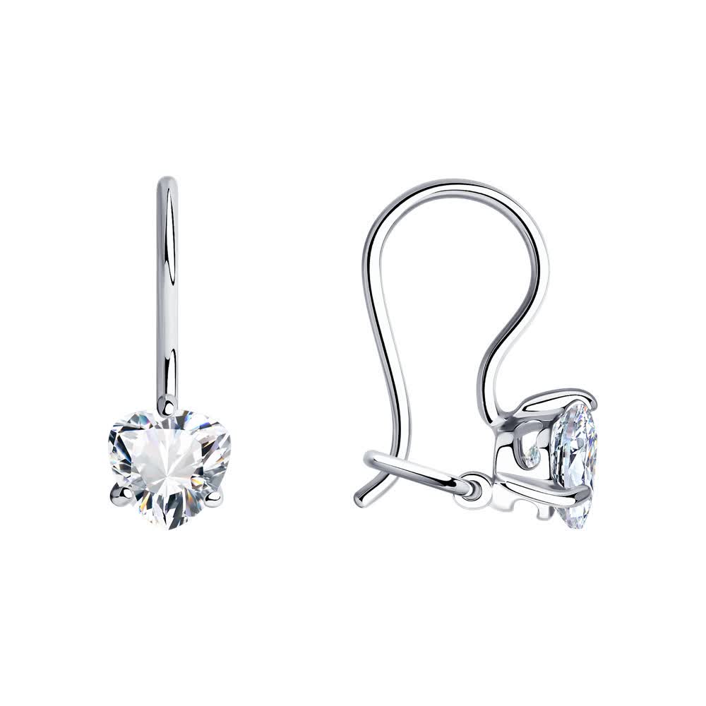 Серьги из серебра с фианитом