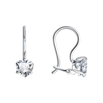 Серьги из серебра с фианитом
