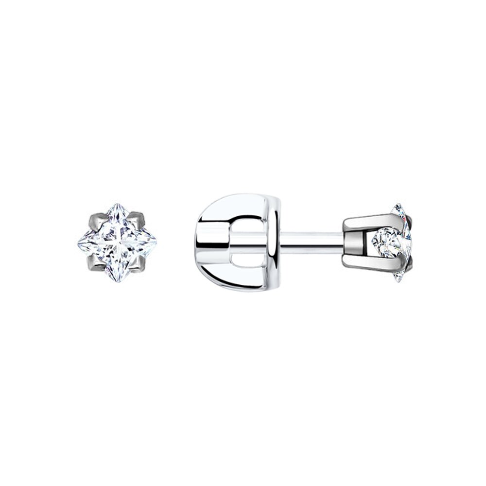 Серьги из серебра с фианитом