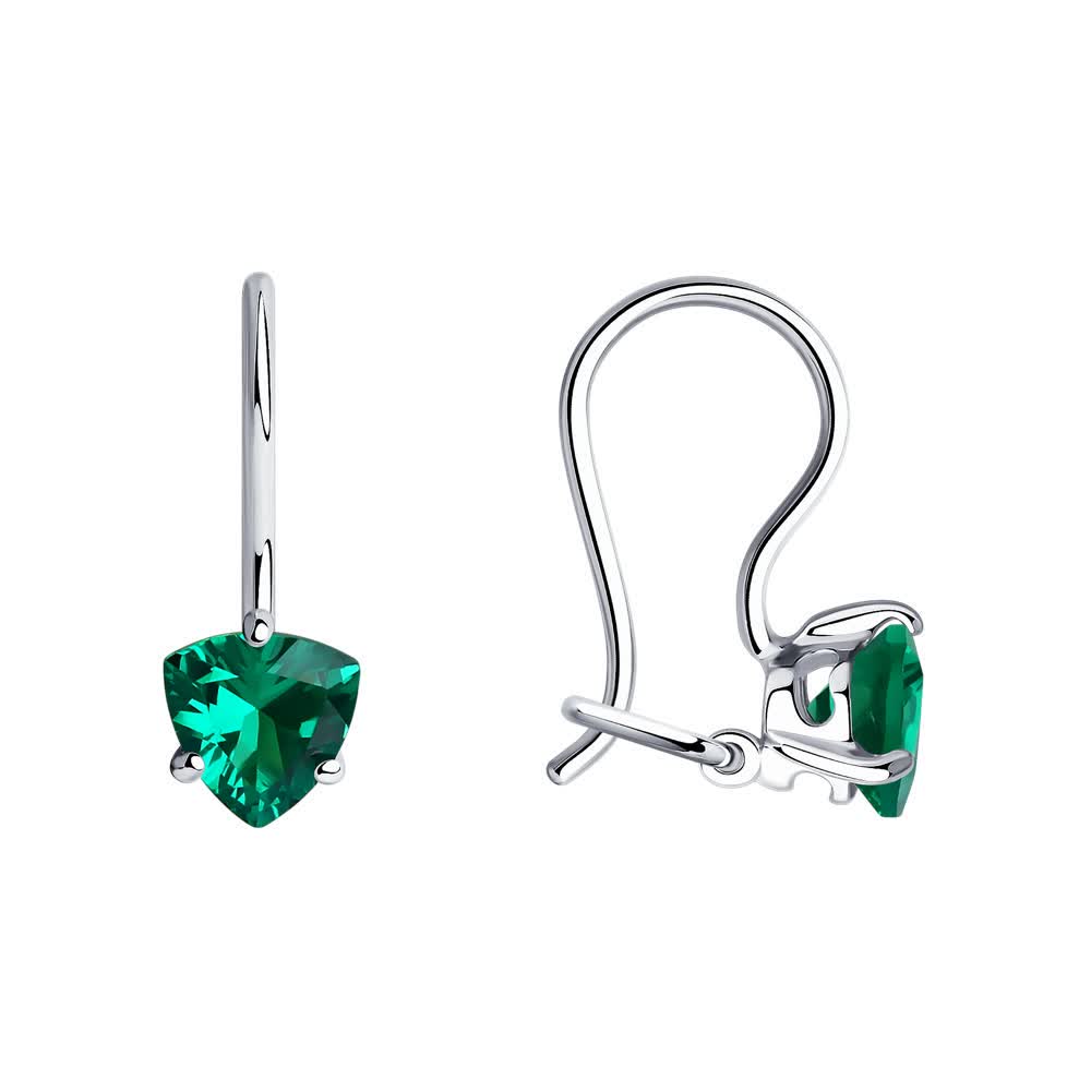 Серьги из серебра с фианитом
