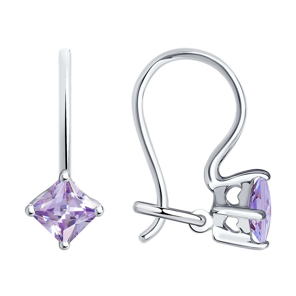Серьги из серебра с фианитом