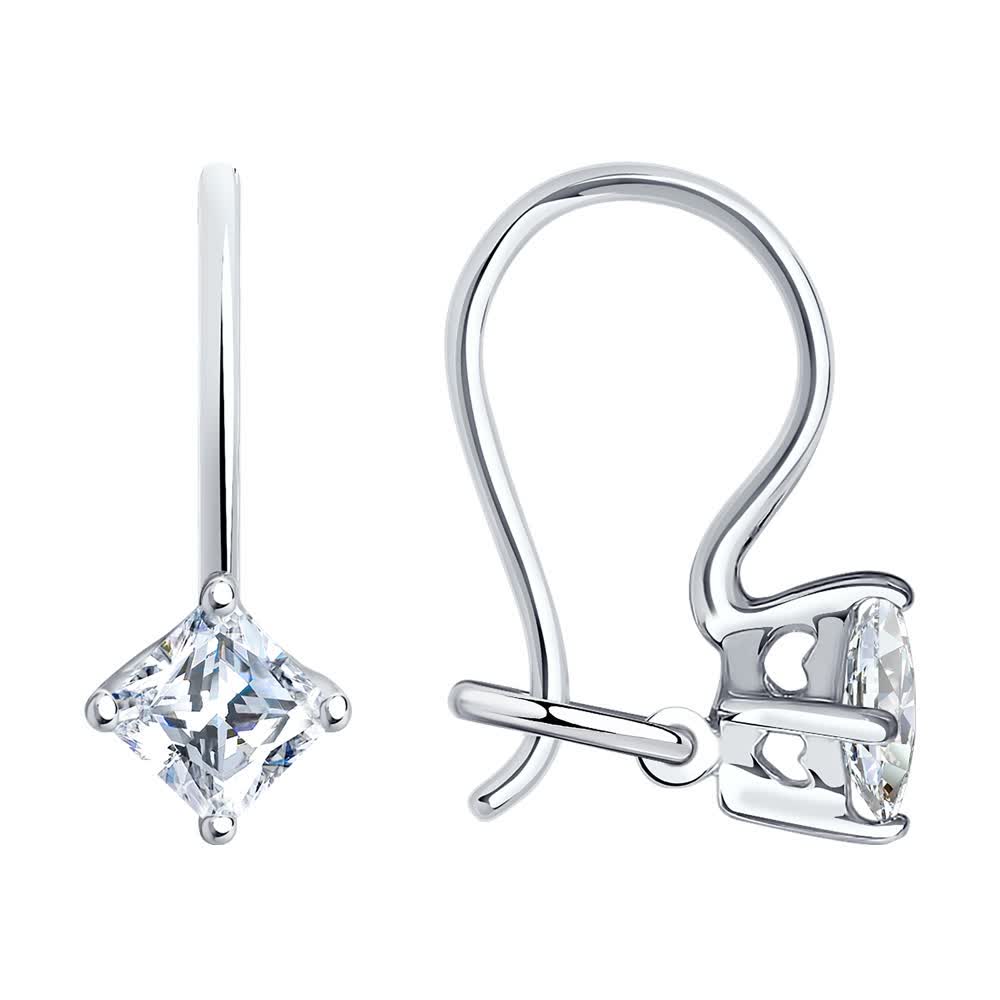 Серьги из серебра с фианитом