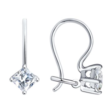 Серьги из серебра с фианитом