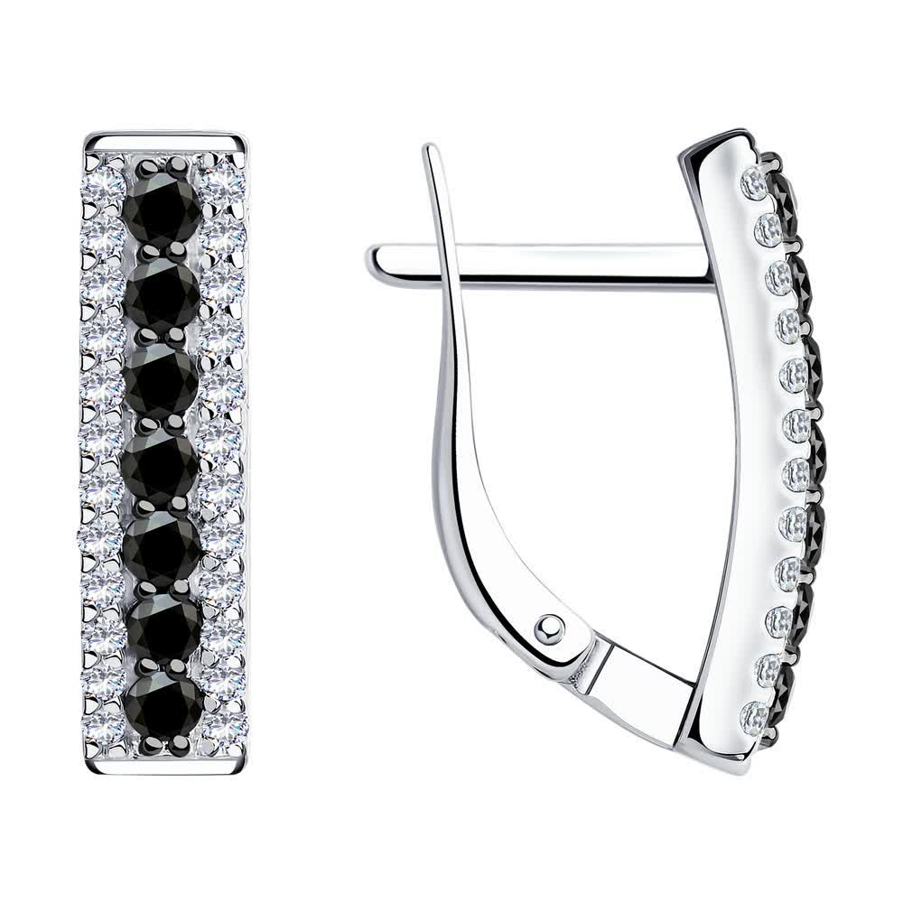 Серьги из серебра с фианитом