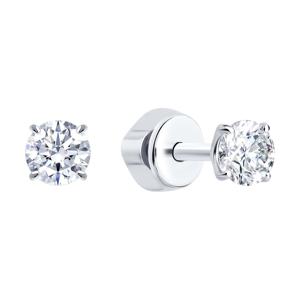 Серьги из серебра с фианитом