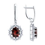 Серьги из серебра с Гранатом и фианитом