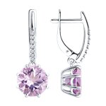 Серьги из серебра с Аметистом и фианитом
