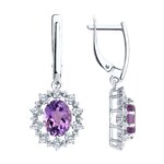 Серьги из серебра с Аметистом и фианитом
