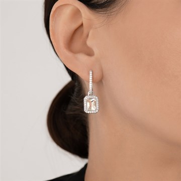 Серьги из серебра с Празеолитом и фианитом